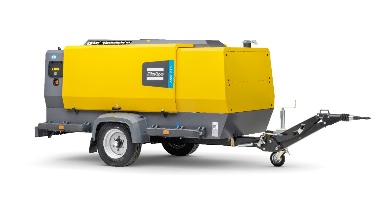 MOTOCOMPRESSORE ATLAS COPCO XAVS378 STAGE V PORTATA LT./MIN 22.000 PRESSIONE 14 BAR, CARRELLATO SILENZIATO